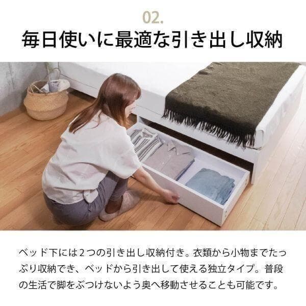 クイーン ベッドフレー ム 単品 収納 コンセント付 新品送料込 最短翌日着
