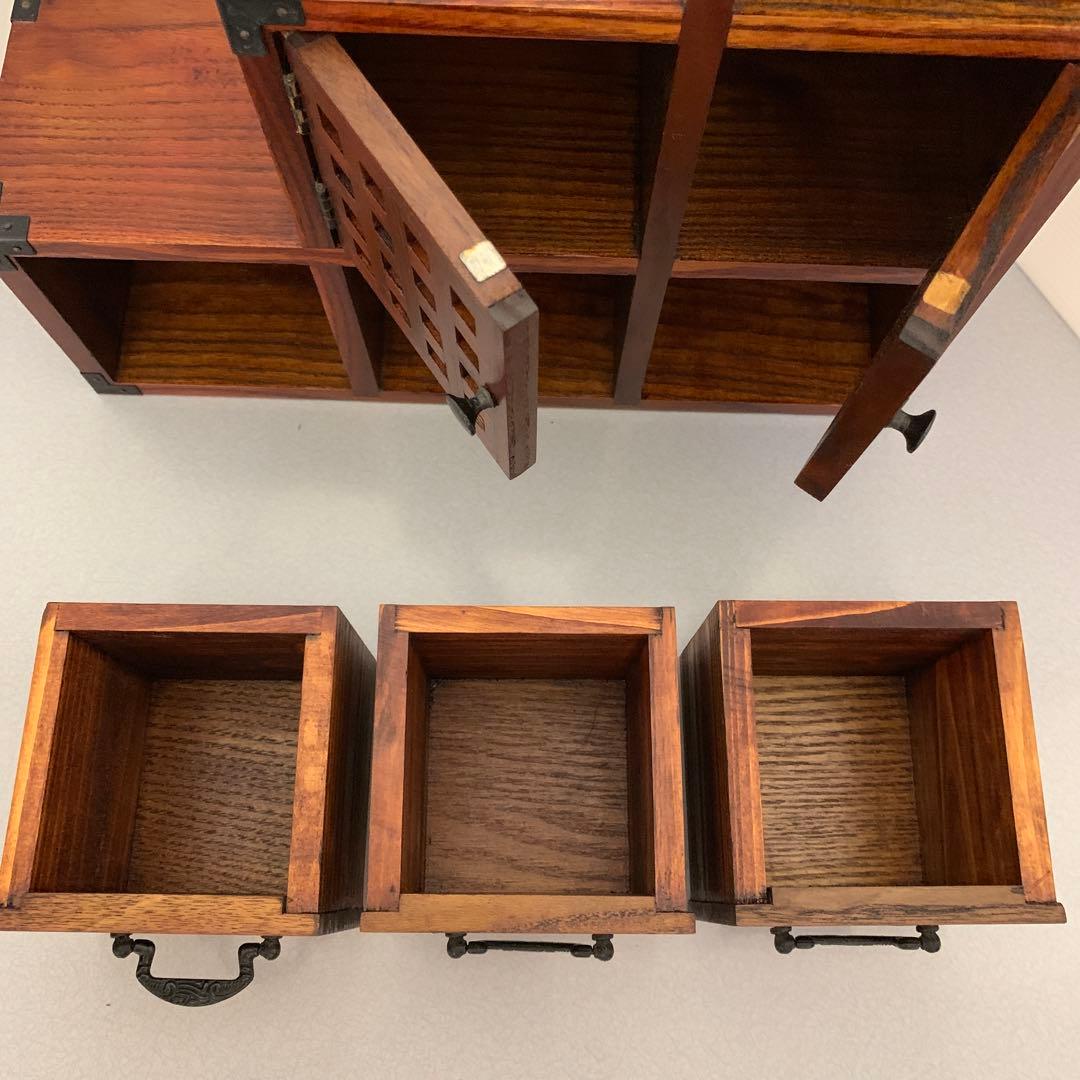 昭和レトロ　木製ミニ階段箪笥　引き出し付き収納ボックス