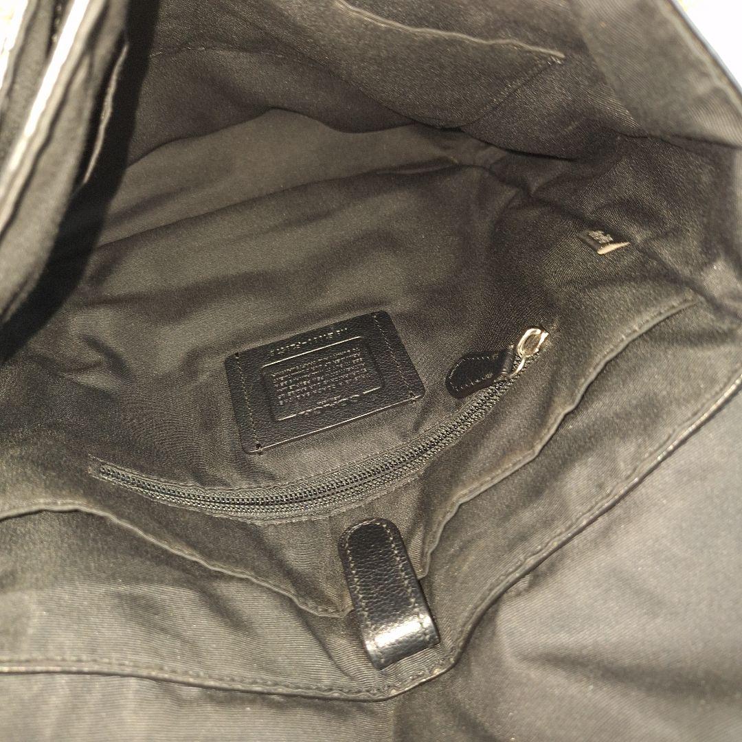 COACH　コーチ　メッセンジャーバッグ　レザー　シボ　ブラック