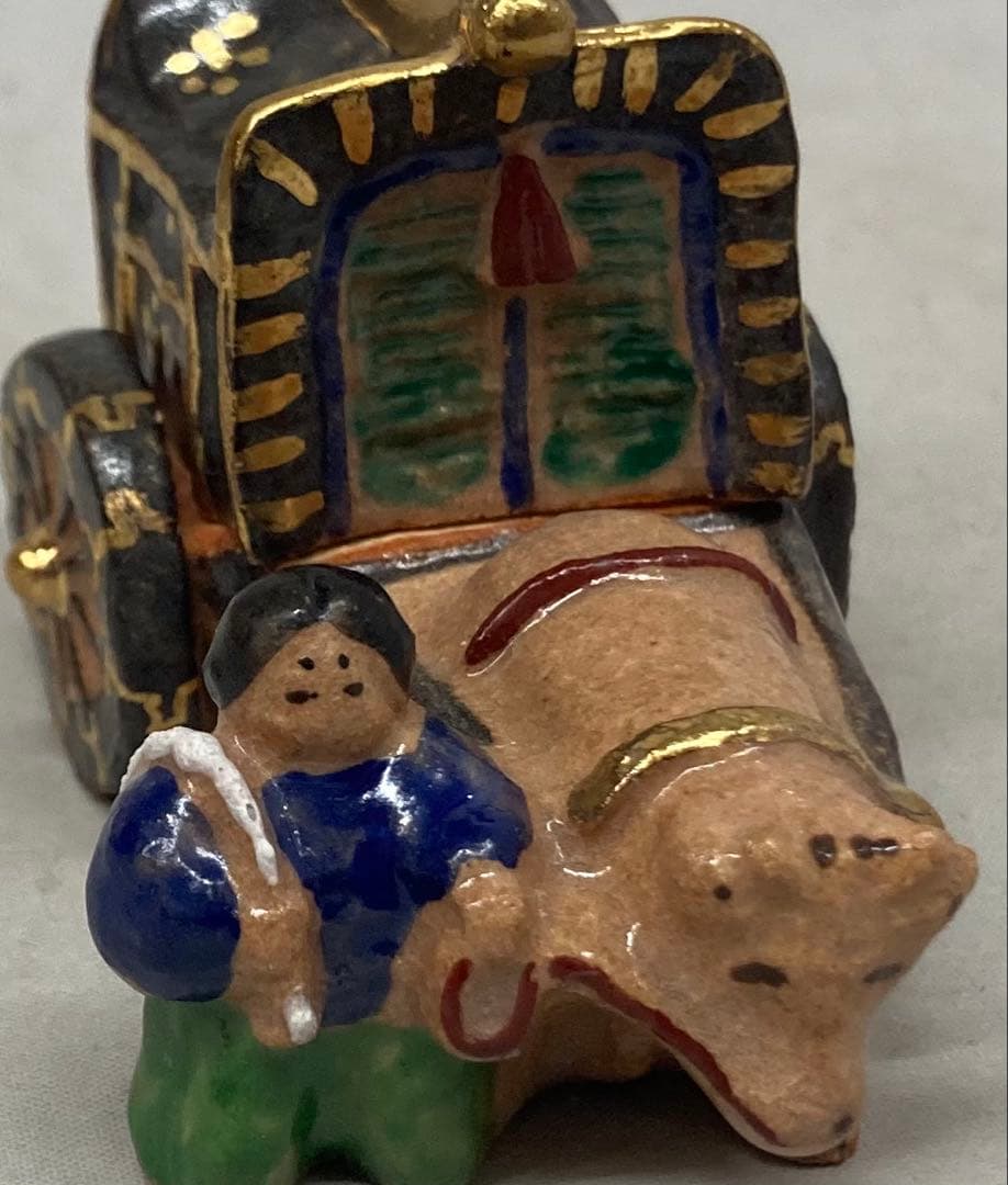 B526s「牛車童狩衣 香合」長谷川剛作　共箱　一陶人窯　埼玉　茶道具