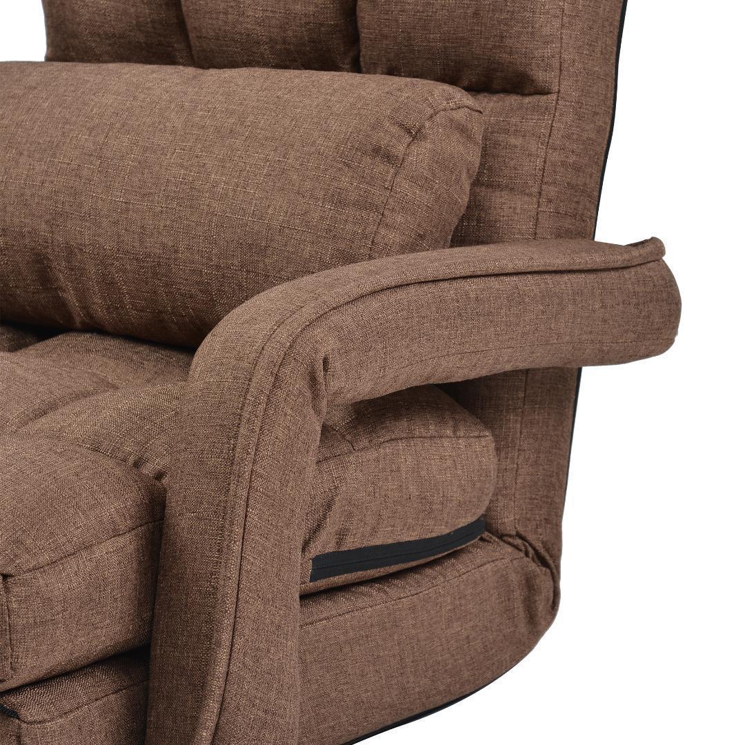 座椅子リクライニング14段ギア リクライニングチェアーコンパクト【ブラウン】