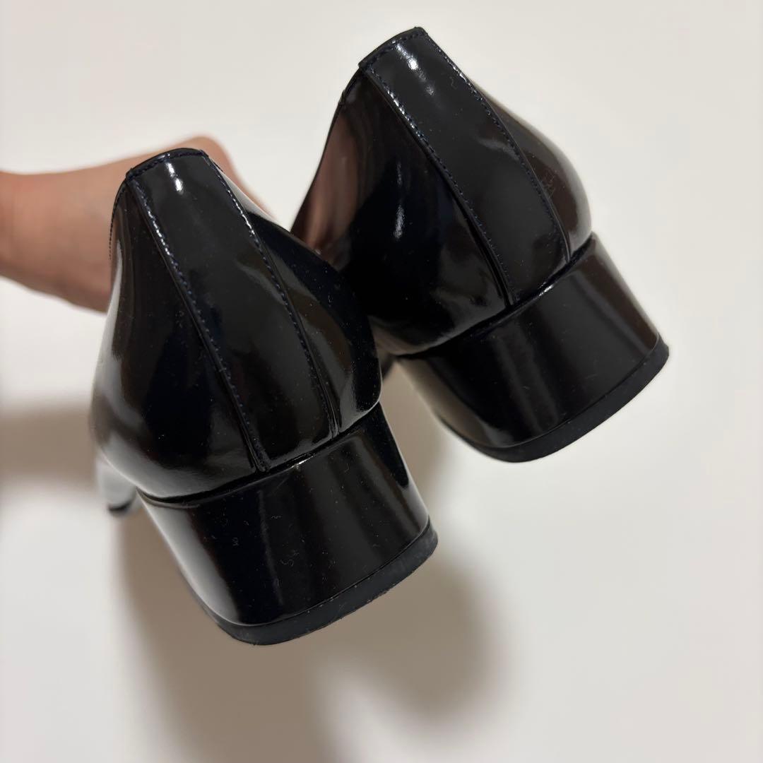 極美品✨GUCCI ホースビット パンプス チャンキーヒール パテントレザー 黒