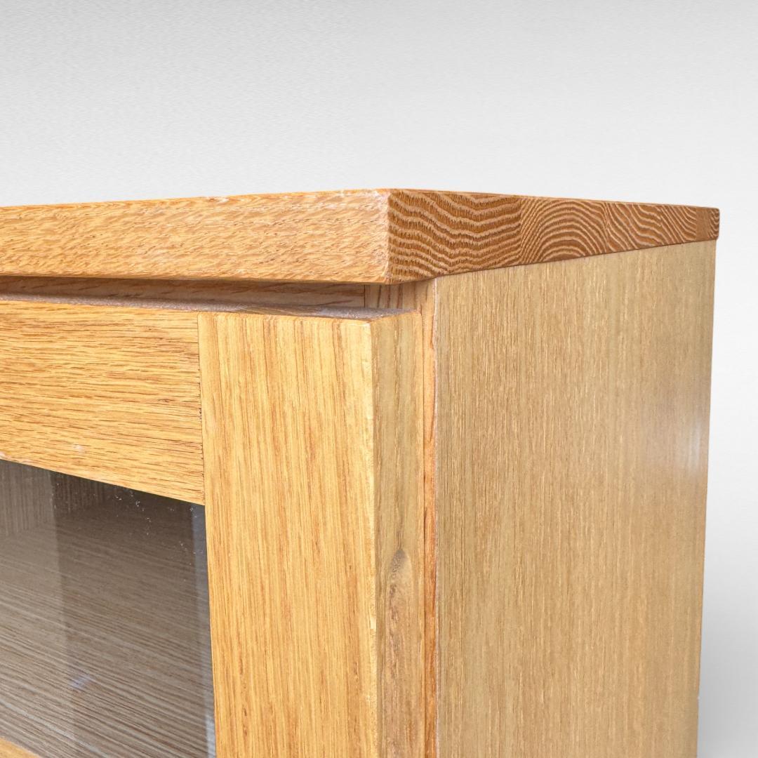 レグナテック ガラス扉　収納棚 引き出し付 無垢材 レッドオーク 幅50