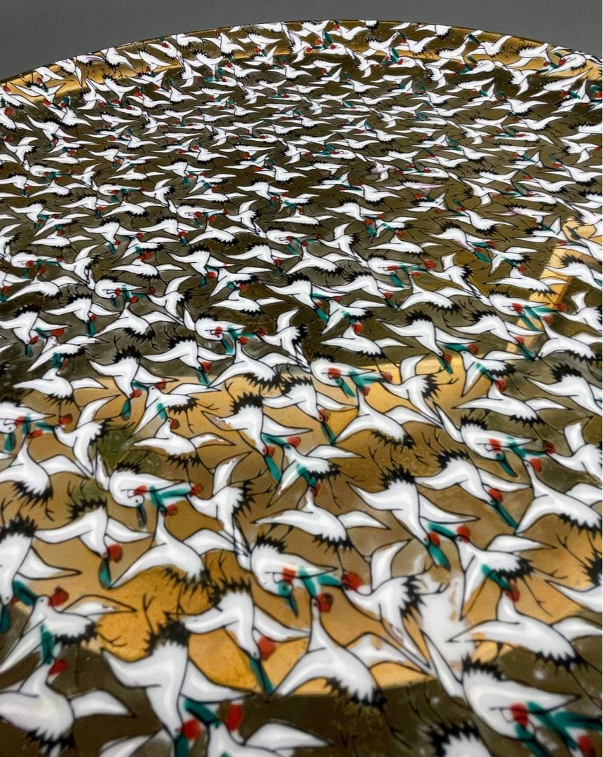 【大型・３１㎝】九谷焼 1000クレーン 鶴 サウザンクレーン 大皿 明治期