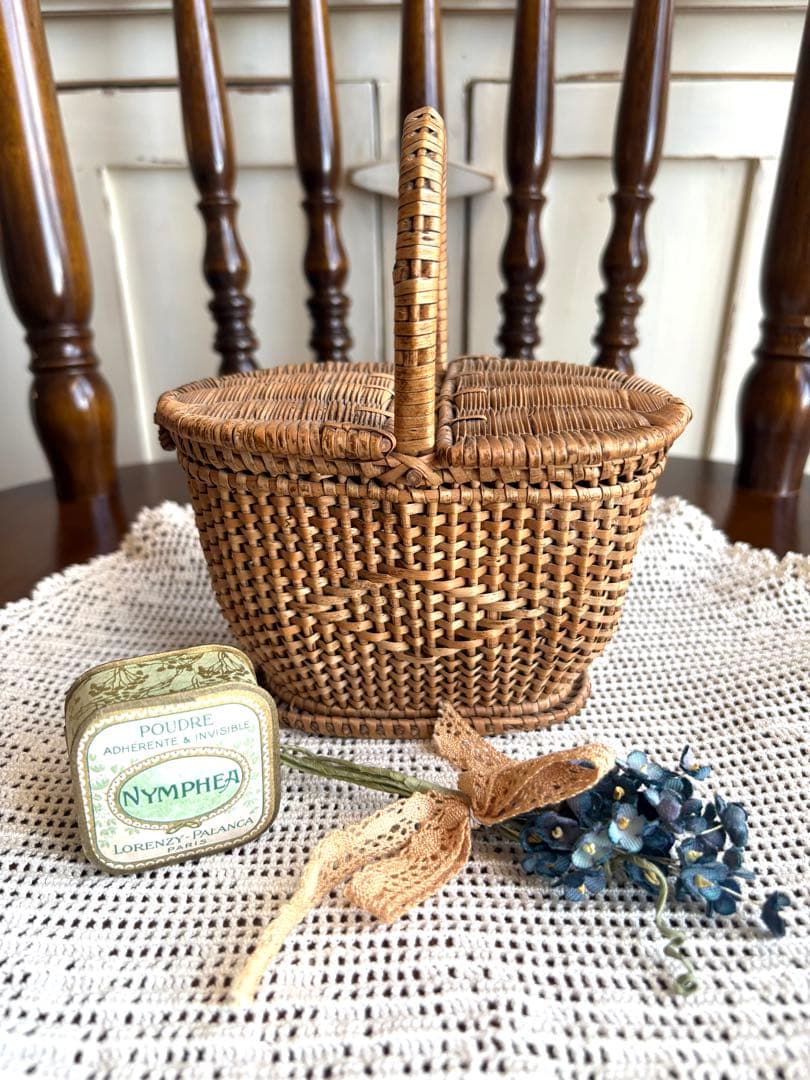 ♡ フランスアンティーク　ドールパニエ　人形用カゴ　プッペンパニエ　ハンドメイド