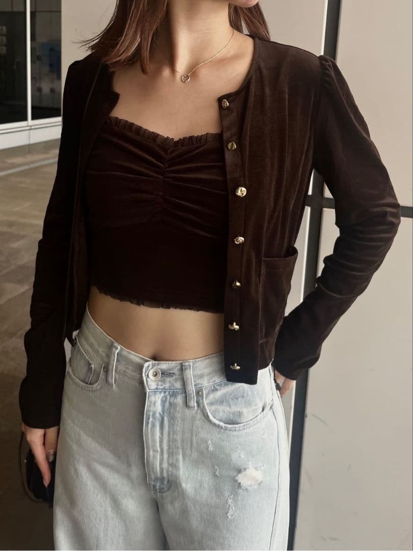 【完売入手困難】 ココディール 新品タグ付　ベロアビスチェキャミソール ブラウン