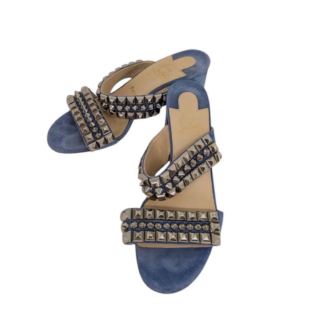Christian Louboutin ルブタン スタッズサンダル ブルー 38