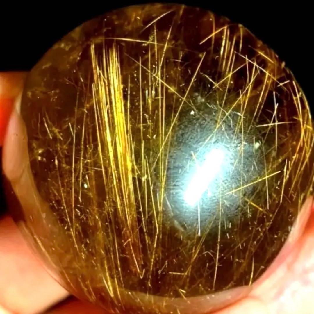 50mm ゴールドルチルクォーツ　丸玉　スフィア　金針水晶
