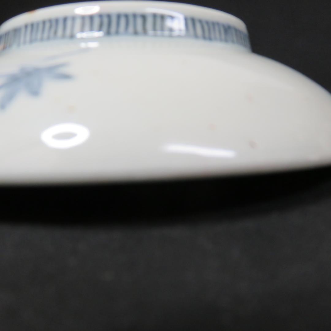 鹿絵皿 2枚 染付 色絵付 高台皿 紅葉 歪み 江戸 古伊万里 時代物 A