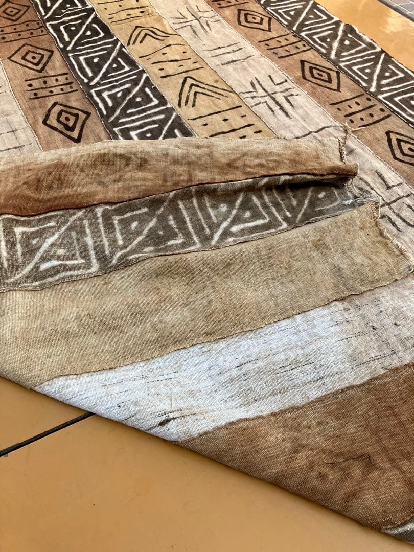 ヴィンテージ＊西アフリカ　マリ共和国の伝統ボゴラン泥染の布　128×200