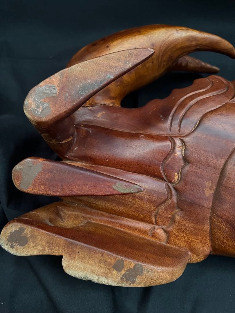 稀少 木彫りの蟹 カニ 木製 置物 木工 工芸品 飾り オブジェ