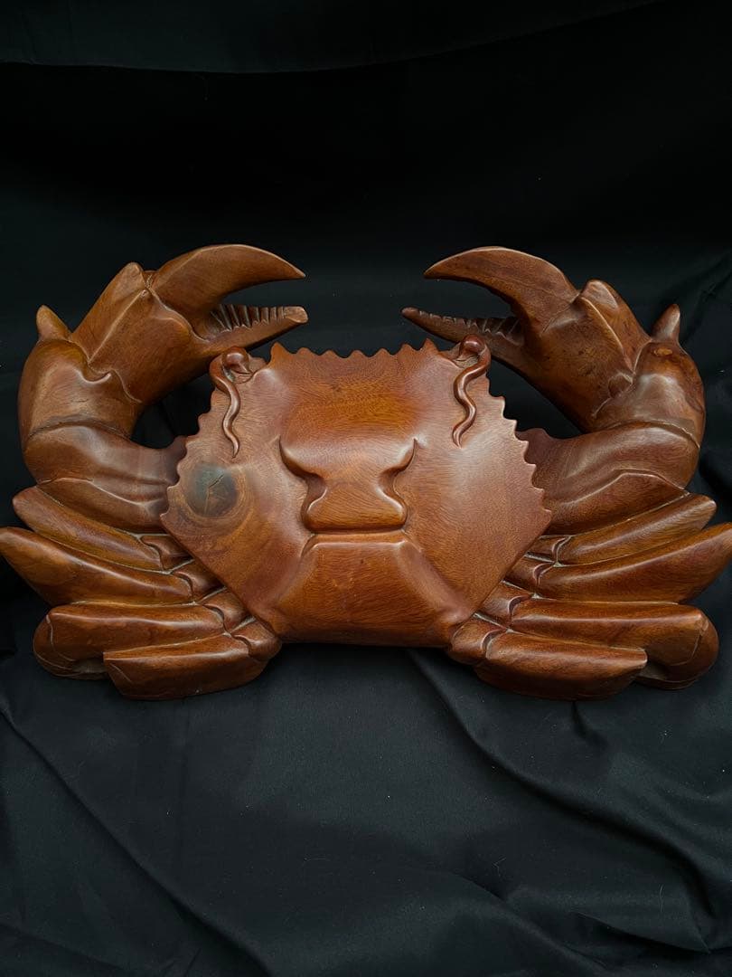 稀少 木彫りの蟹 カニ 木製 置物 木工 工芸品 飾り オブジェ