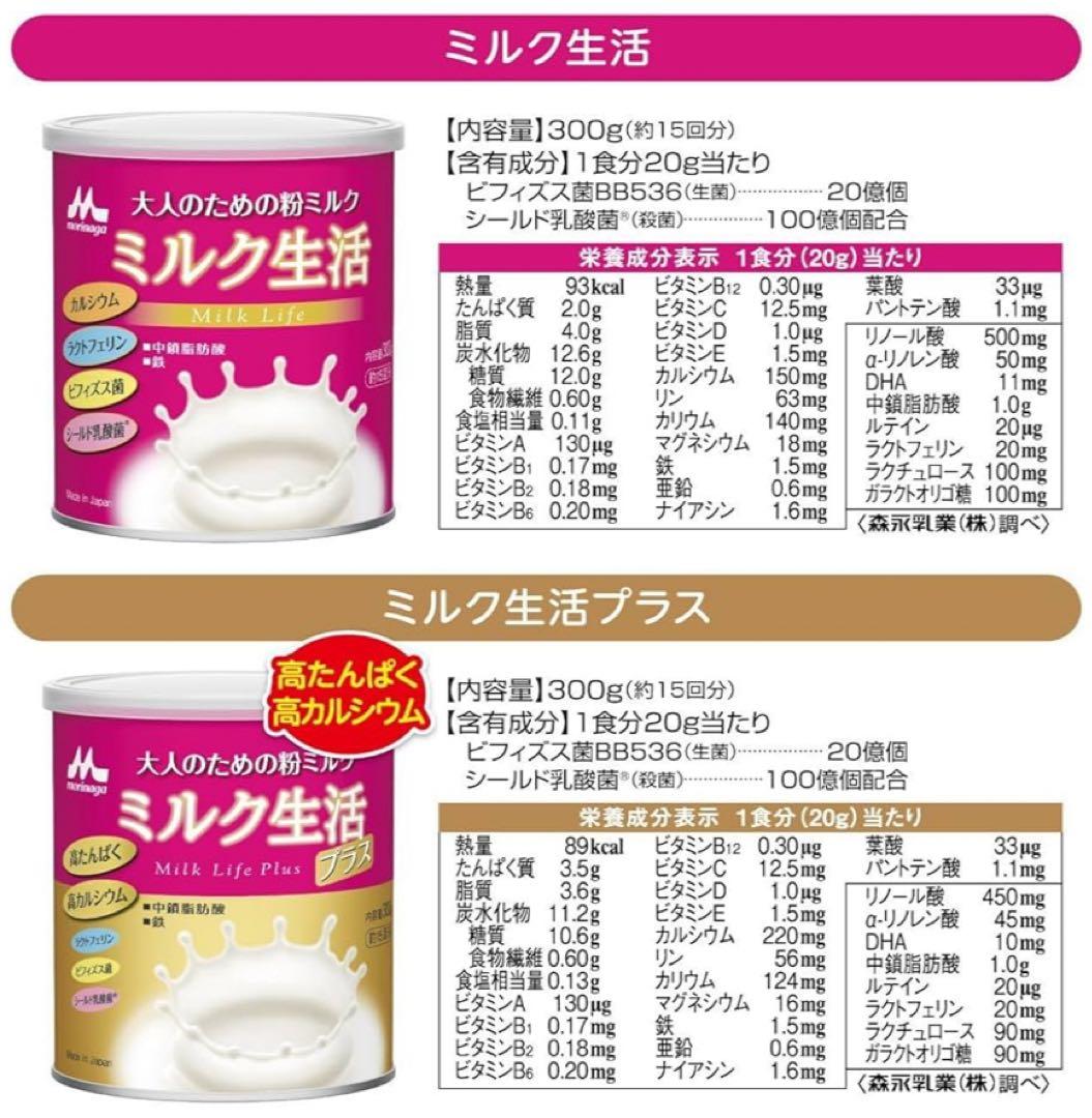 森永乳業　大人のための粉ミルク ミルク生活プラス300g 6缶セット