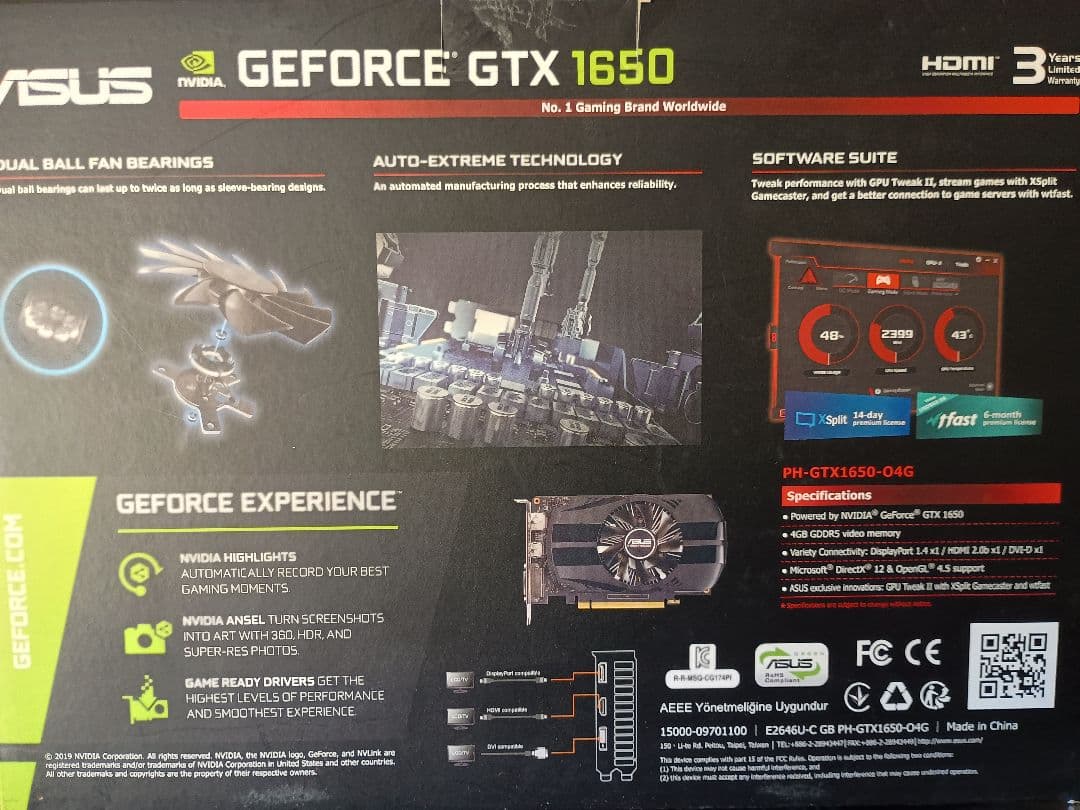 中古　ASUS GTX 1650 グラフィックボード 本体