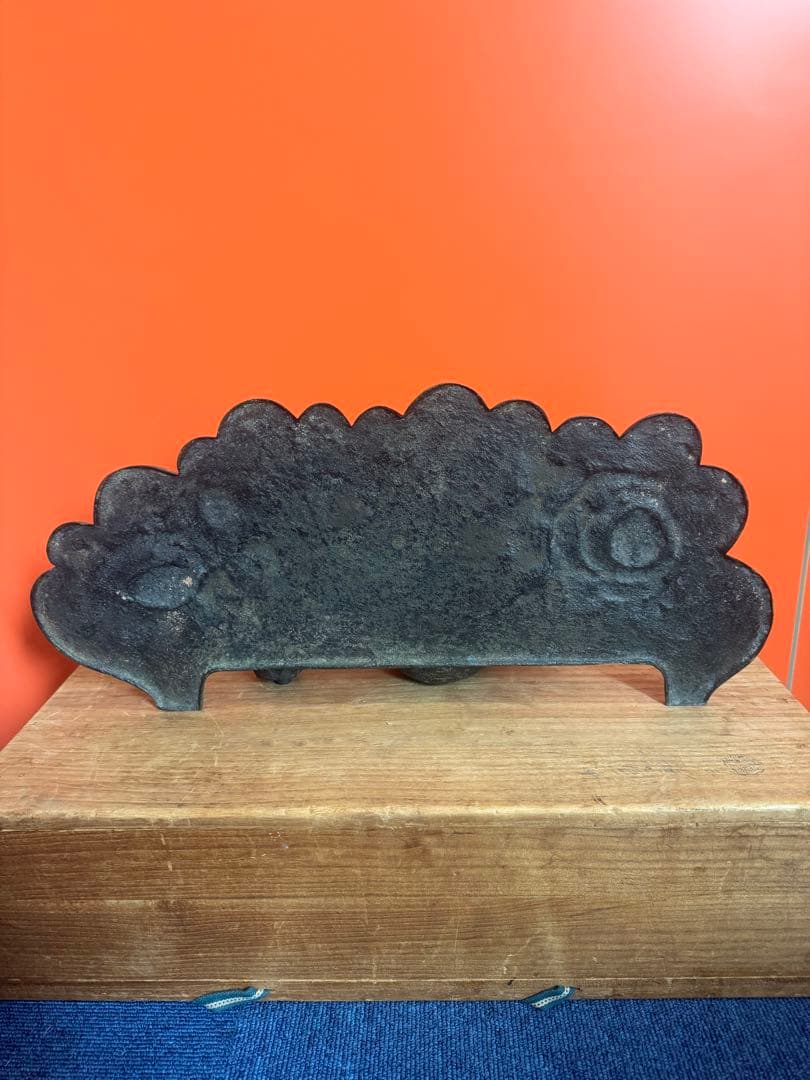 1737 名人　大国寿郎作　牡丹獅子置物　銅製　時代物