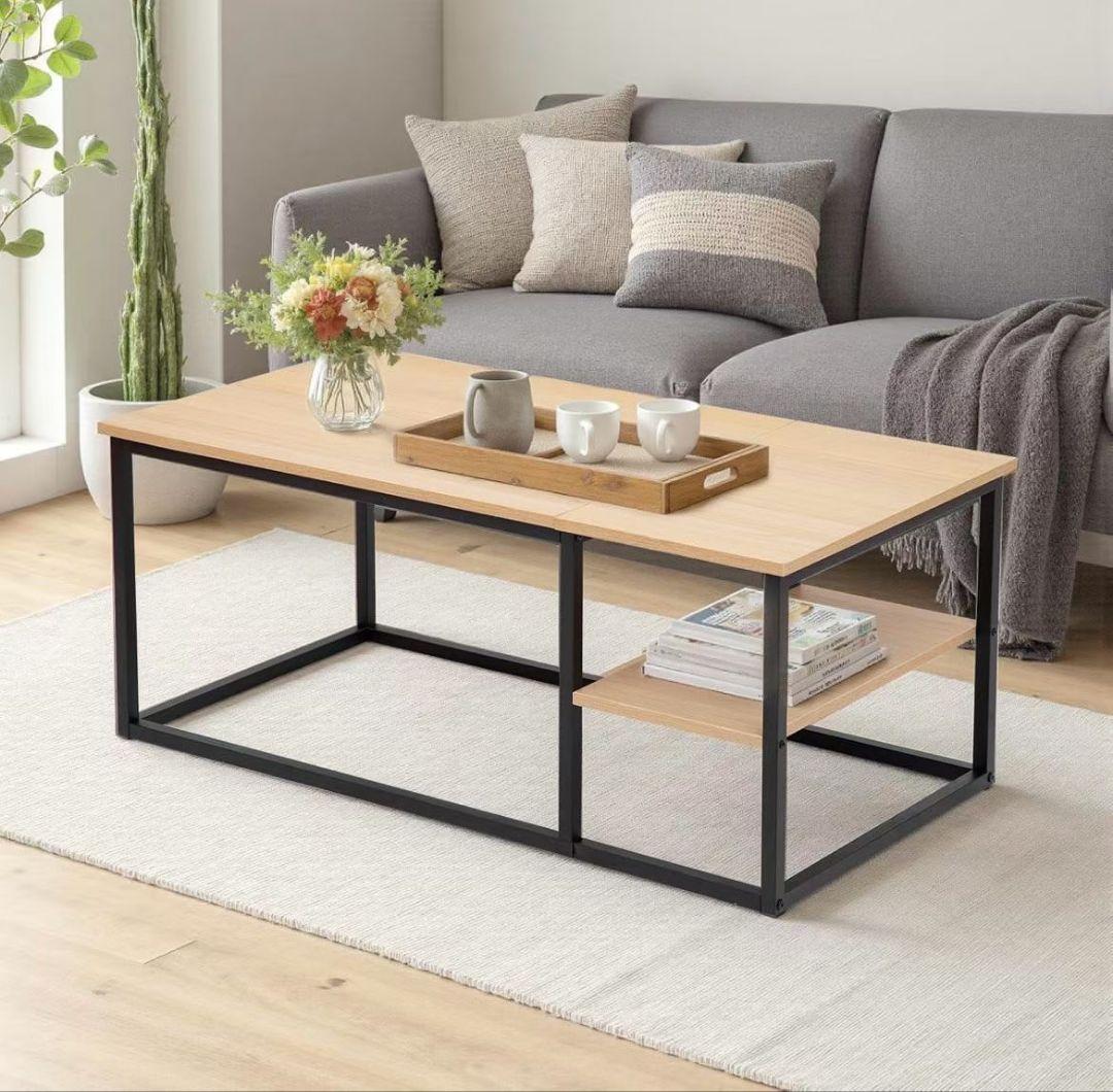 センターテーブル 北欧 シンプル 収納付き ローテーブル 木目調 おしゃれ