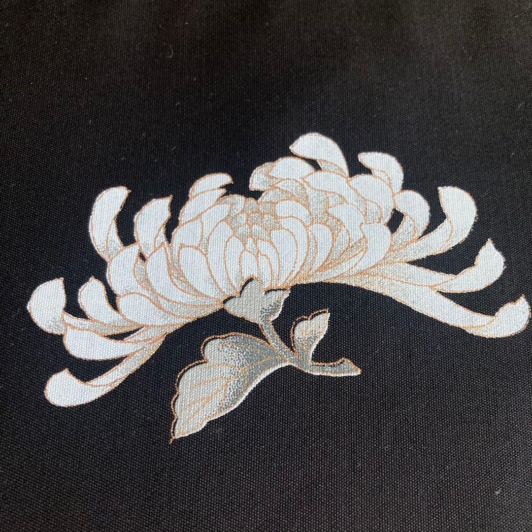 新品未使用　正絹　名古屋帯 大輪　菊　ラメ　黒紫地