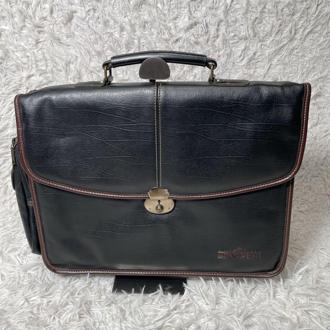 マスターピース　ビジネスバッグ　レザー　ブラック　黒　鍵付き
