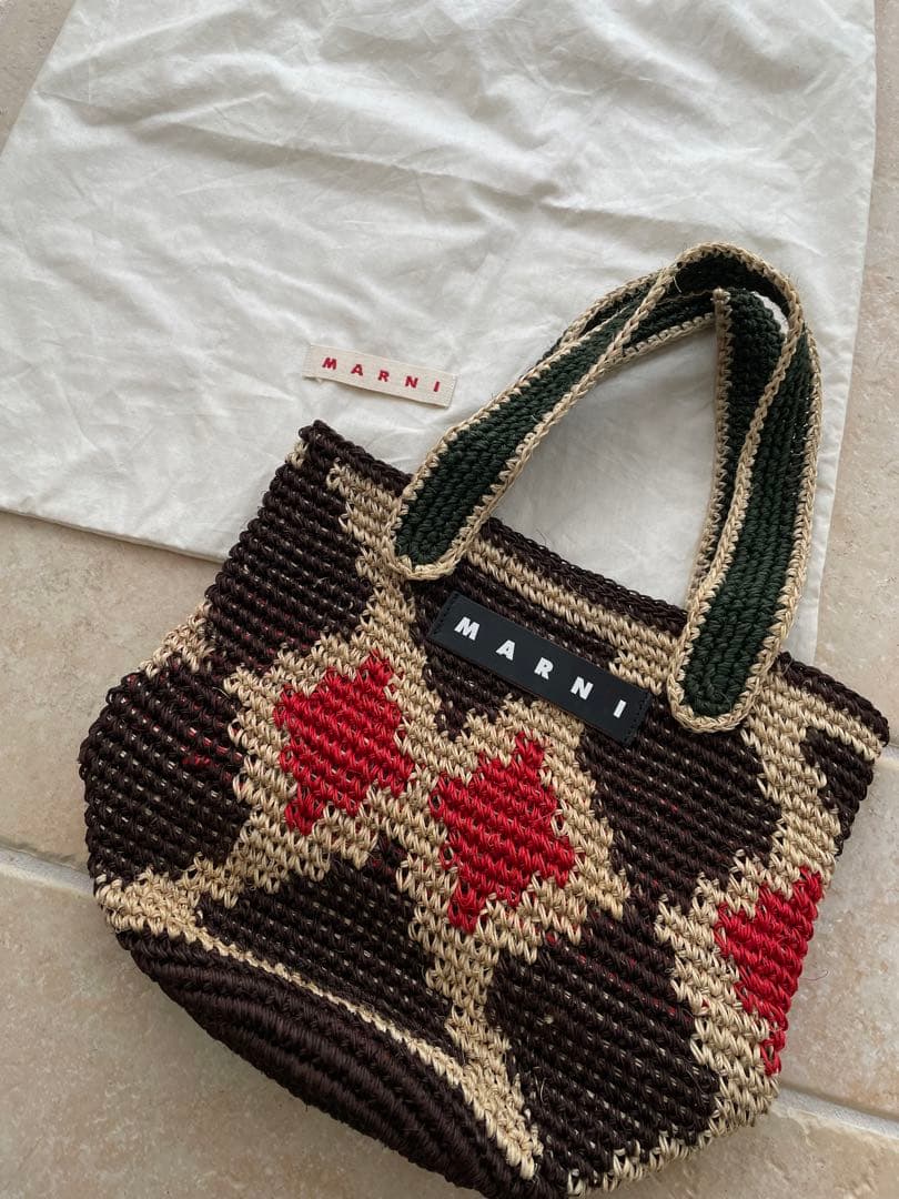 MARNI MARKET 幾何学模様 フィケ かごバッグ
