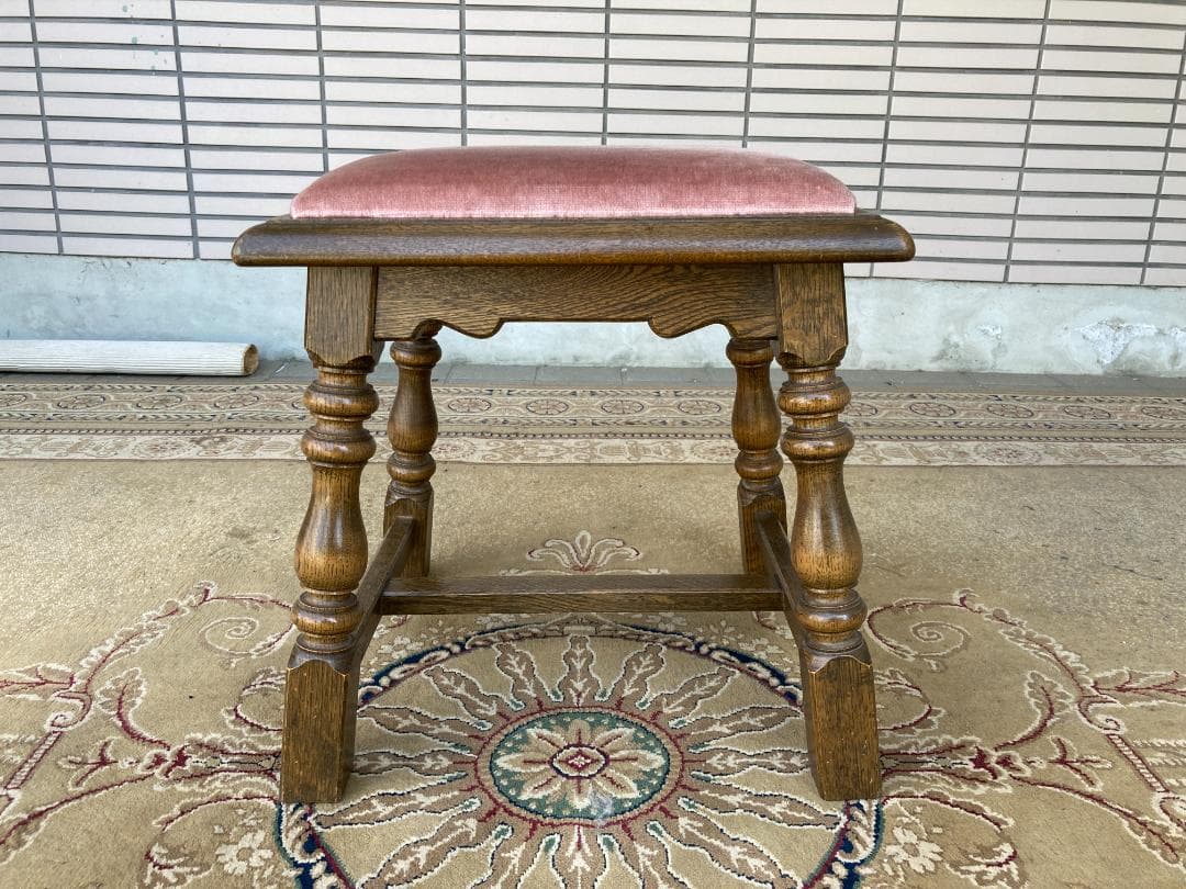 美品☆神戸洋家具／伊藤家具／オーク材無垢／ドレッサー・スツールセット