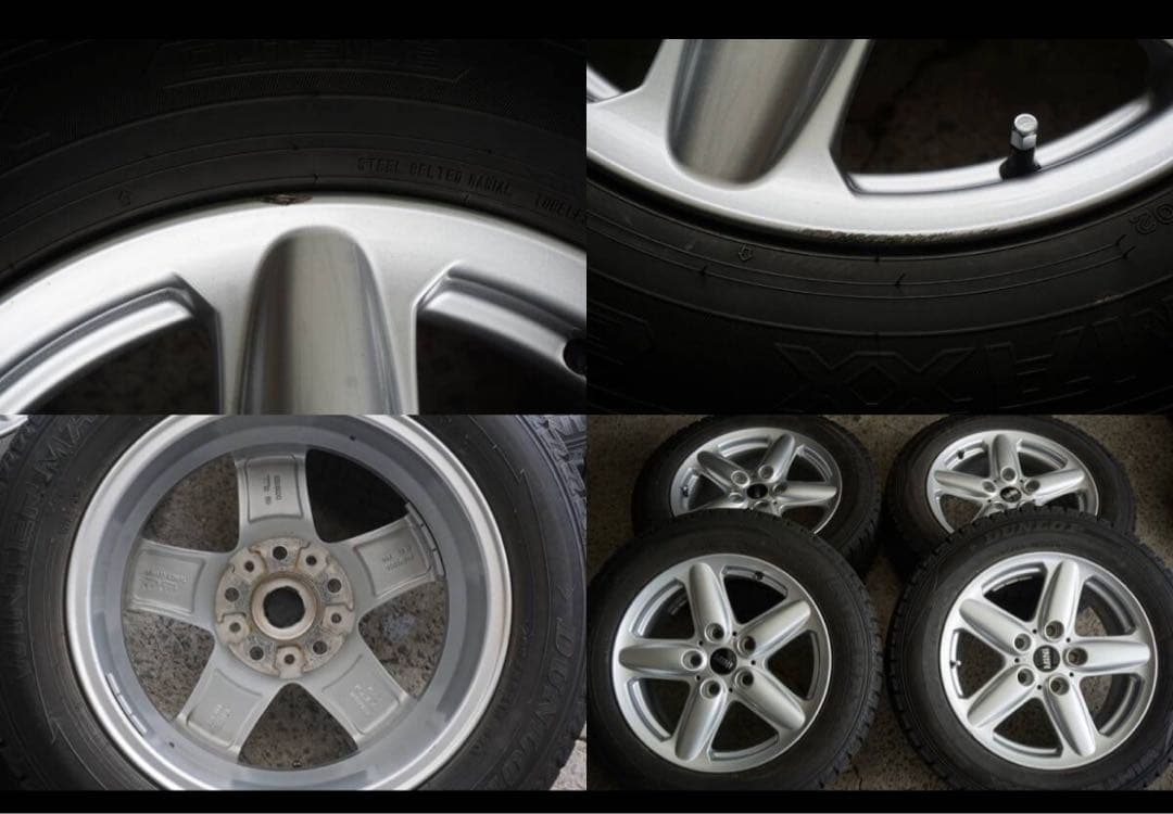 ミニクーパー　ダンロップタイヤ付き5スポークホイールセット