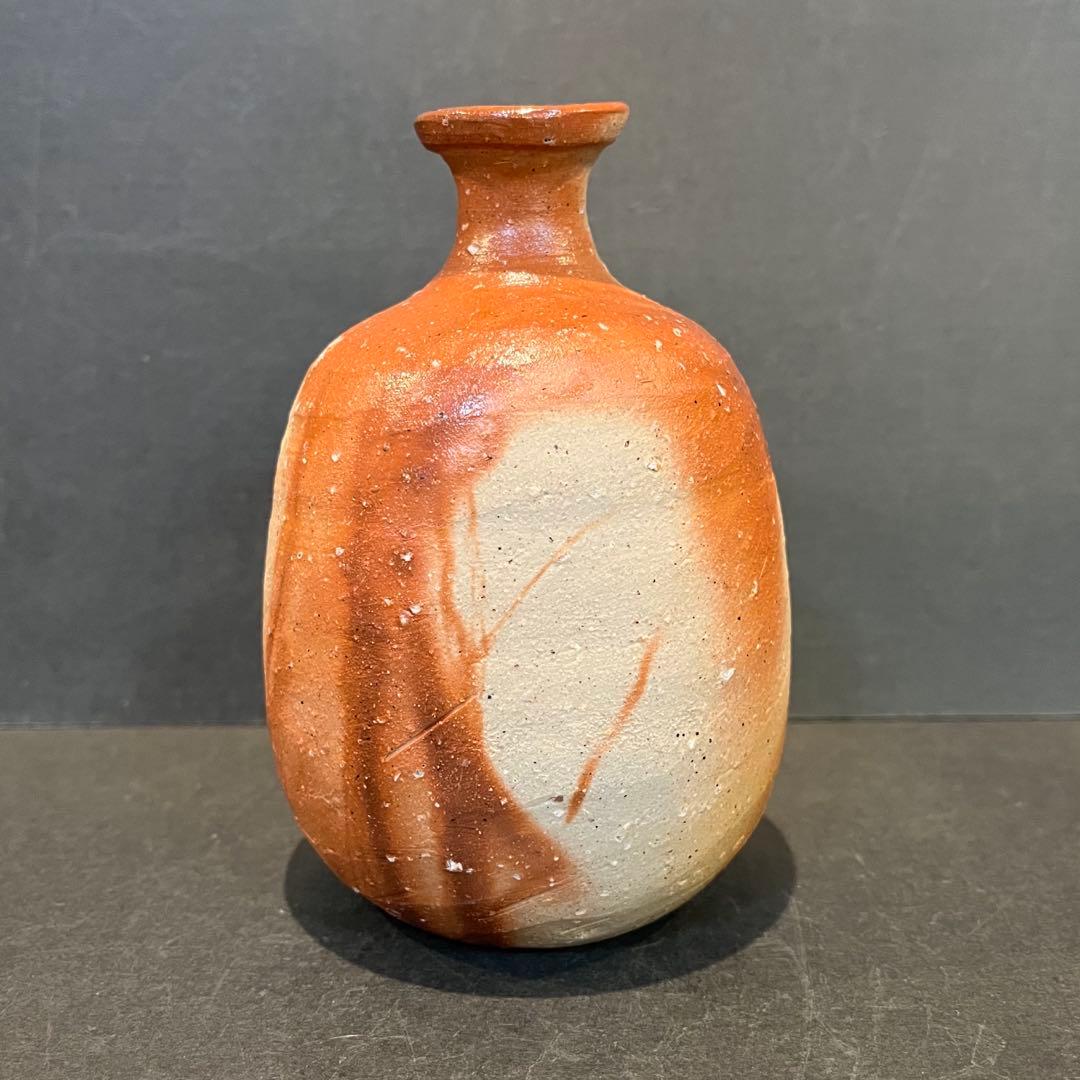 新品　人間国宝　伊勢崎淳　徳利／陶歴共布共箱あり　緋襷　個展購入品