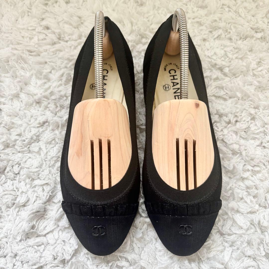 CHANEL バレエシューズ フラットシューズ ココマークブラック パンプス