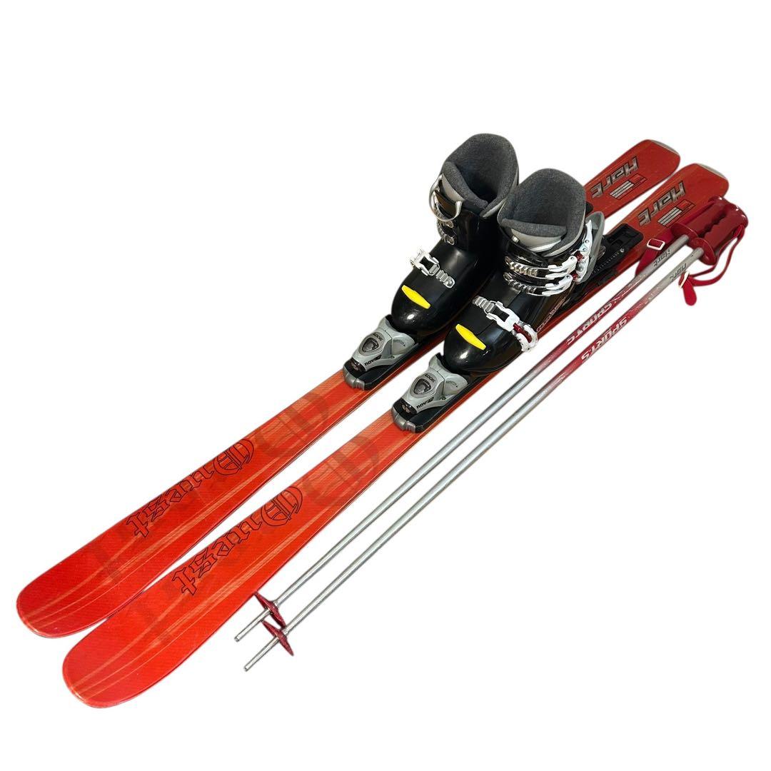 ⑥スキーブーツ、25cm280mmレディース大人女性セットスキー板、ストック3点