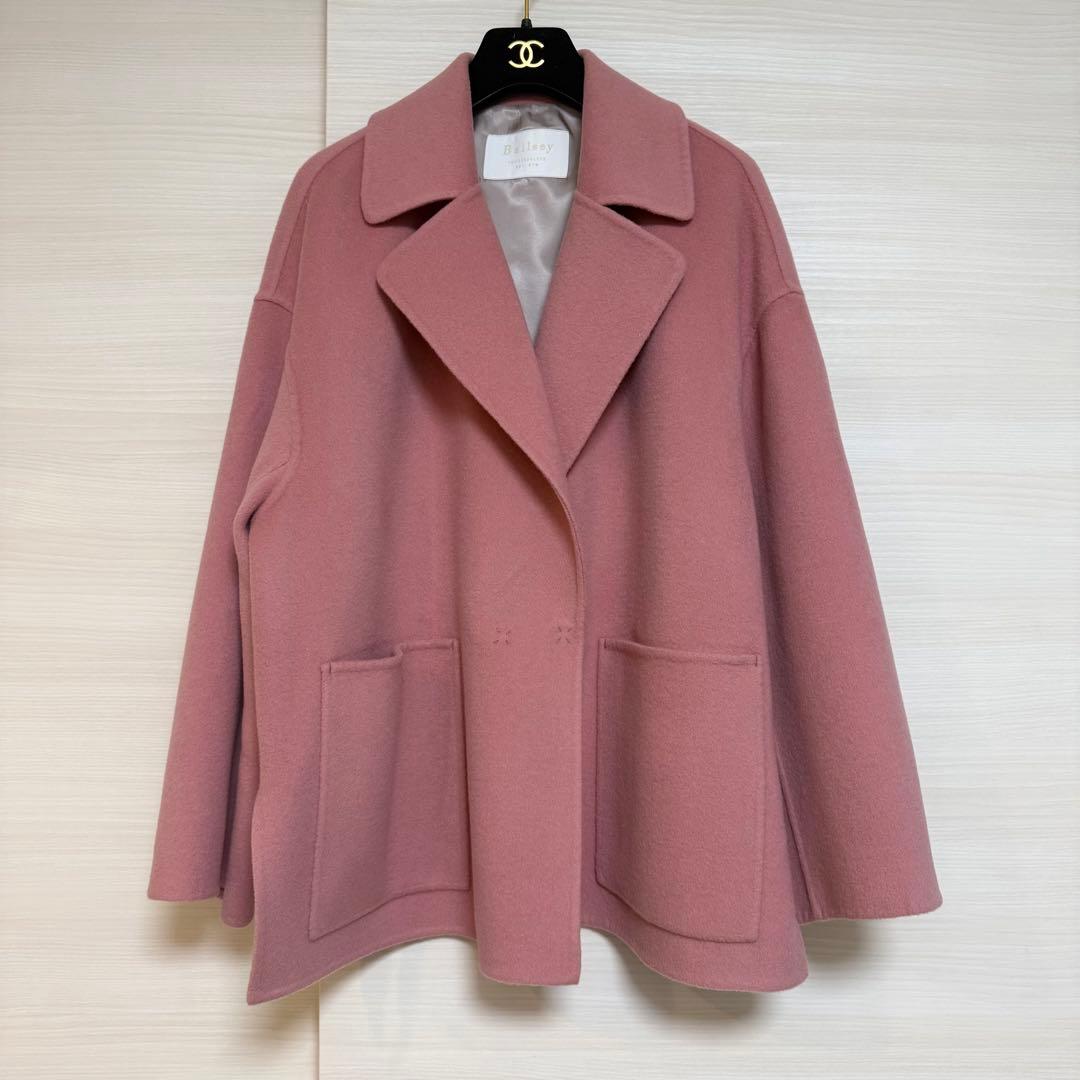 ボールジィ プレミアムウールリバーオープンカラーショートコート 34 ピンク