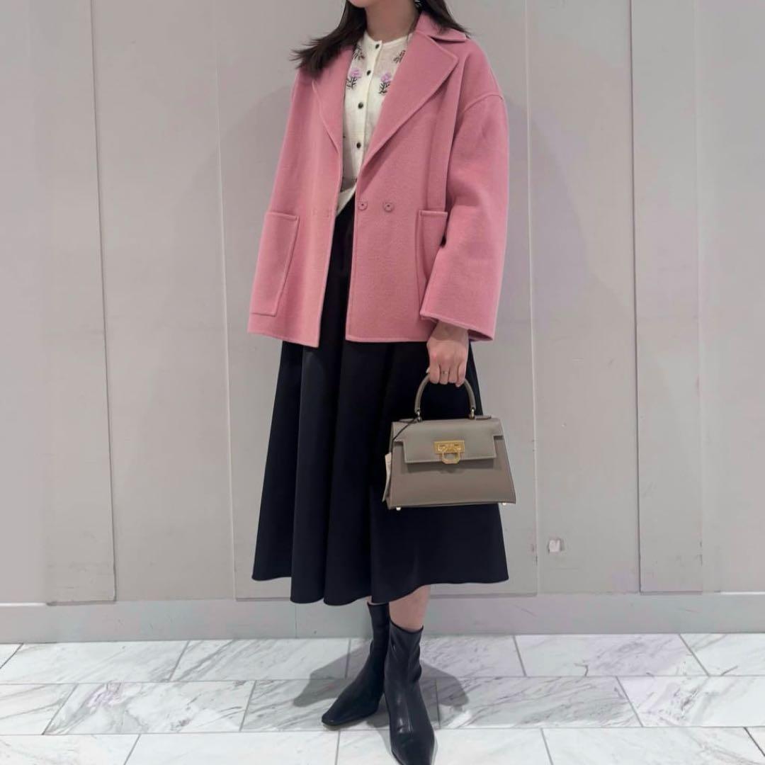 ボールジィ プレミアムウールリバーオープンカラーショートコート 34 ピンク