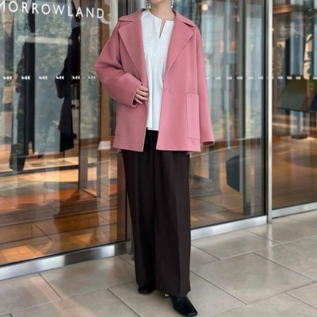 ボールジィ プレミアムウールリバーオープンカラーショートコート 34 ピンク