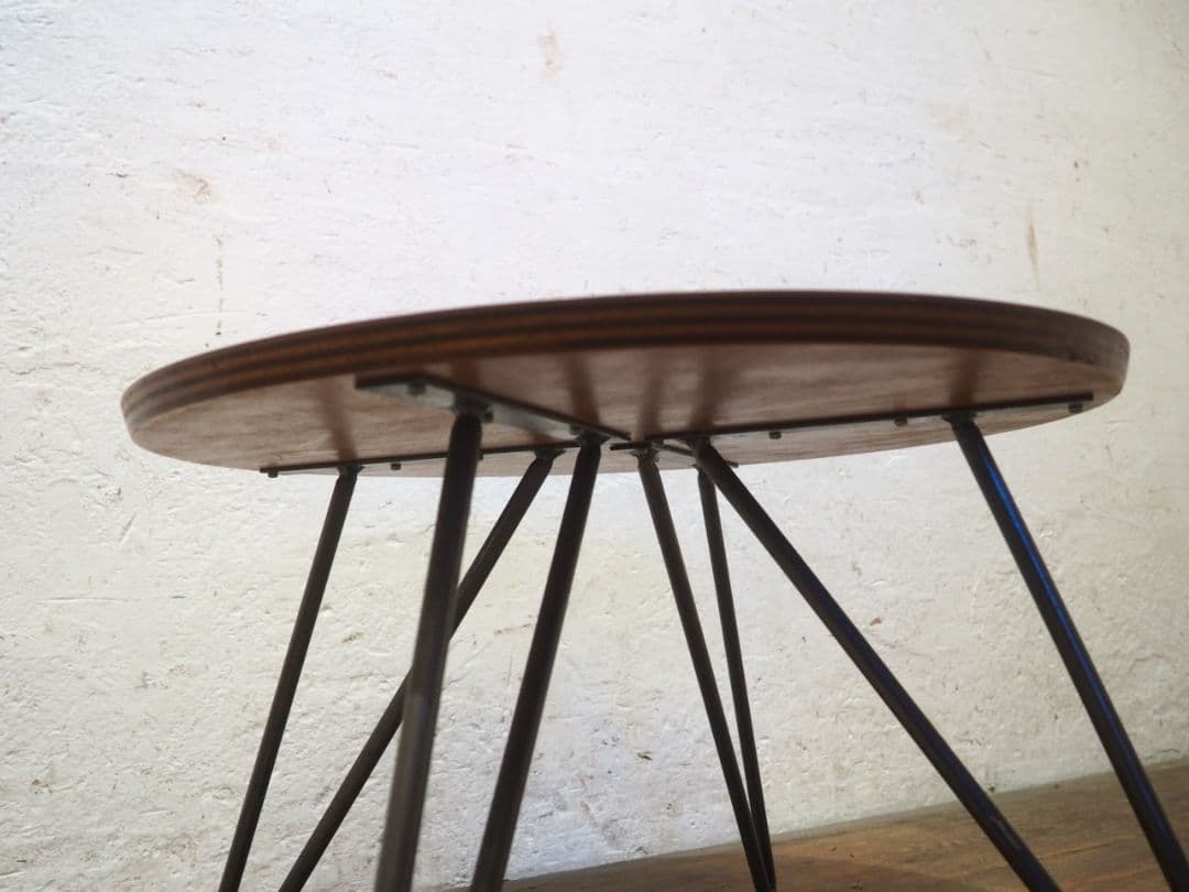 1212 古い鉄脚コーヒーテーブル　陳列台　センター　カフェ　レトロ　ビンテージ