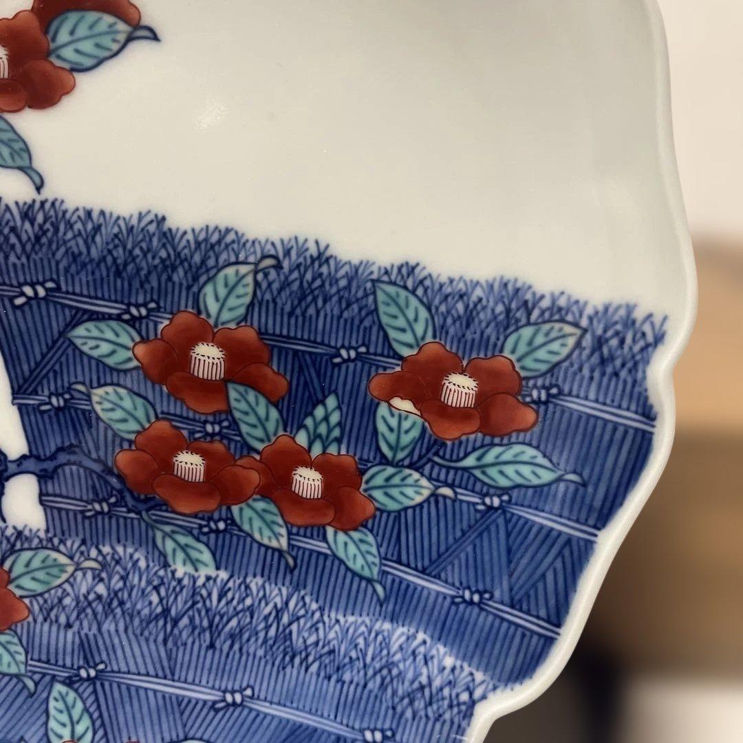 今泉今右衛門　色鍋島　椿　飾皿