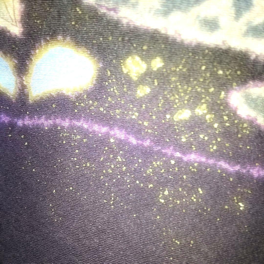 辻が花着物美しい花柄刺繍濃いブラウン系とネイビー躾付き新品未使用品逸品