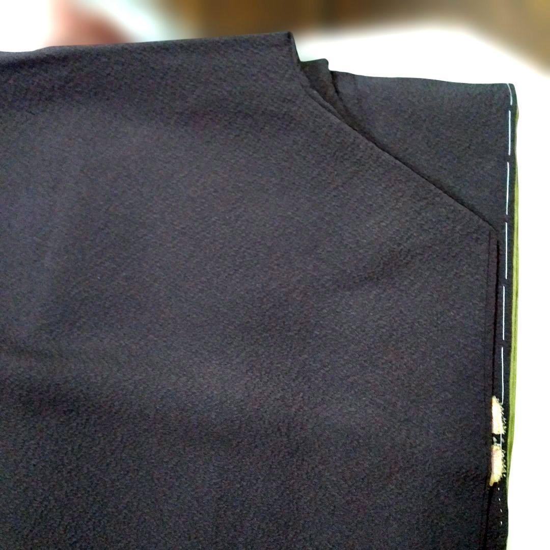 辻が花着物美しい花柄刺繍濃いブラウン系とネイビー躾付き新品未使用品逸品