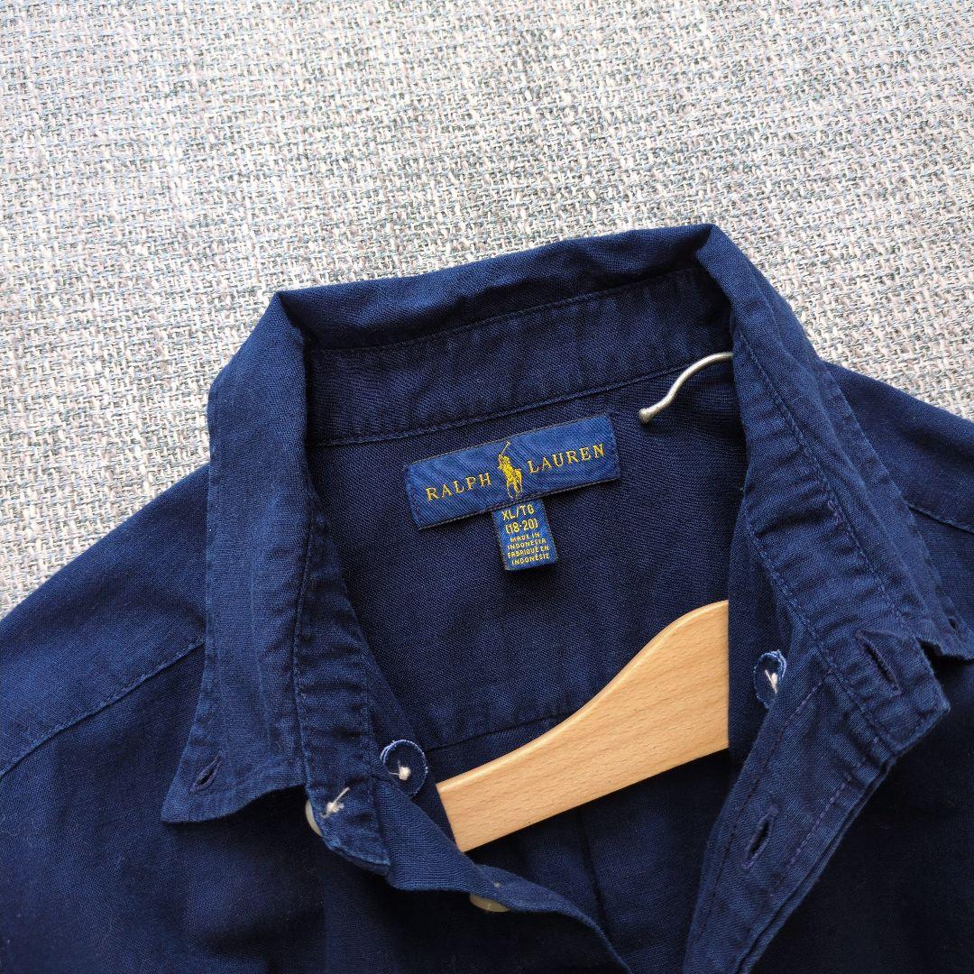 ラルフローレン　国内正規品　ポニー刺繡　メンズライク　コットンリネンシャツ