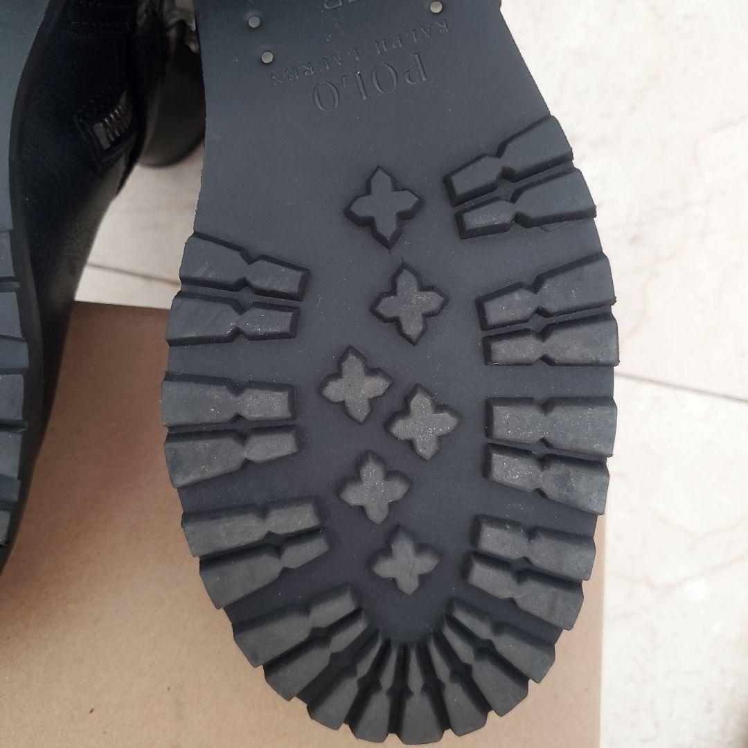 POLO RALPH LAUREN 黒 レザーバックルブーツ 7B