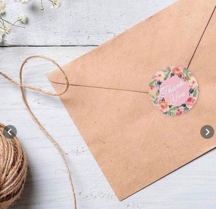 サンキューシールB 200枚　花柄　ボーダー　thank you ありがとう