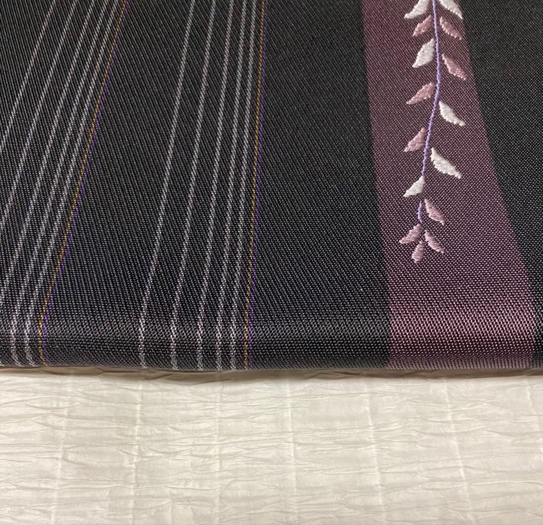 八寸名古屋帯 縞　藤柄　本場筑前博多織　西村織物