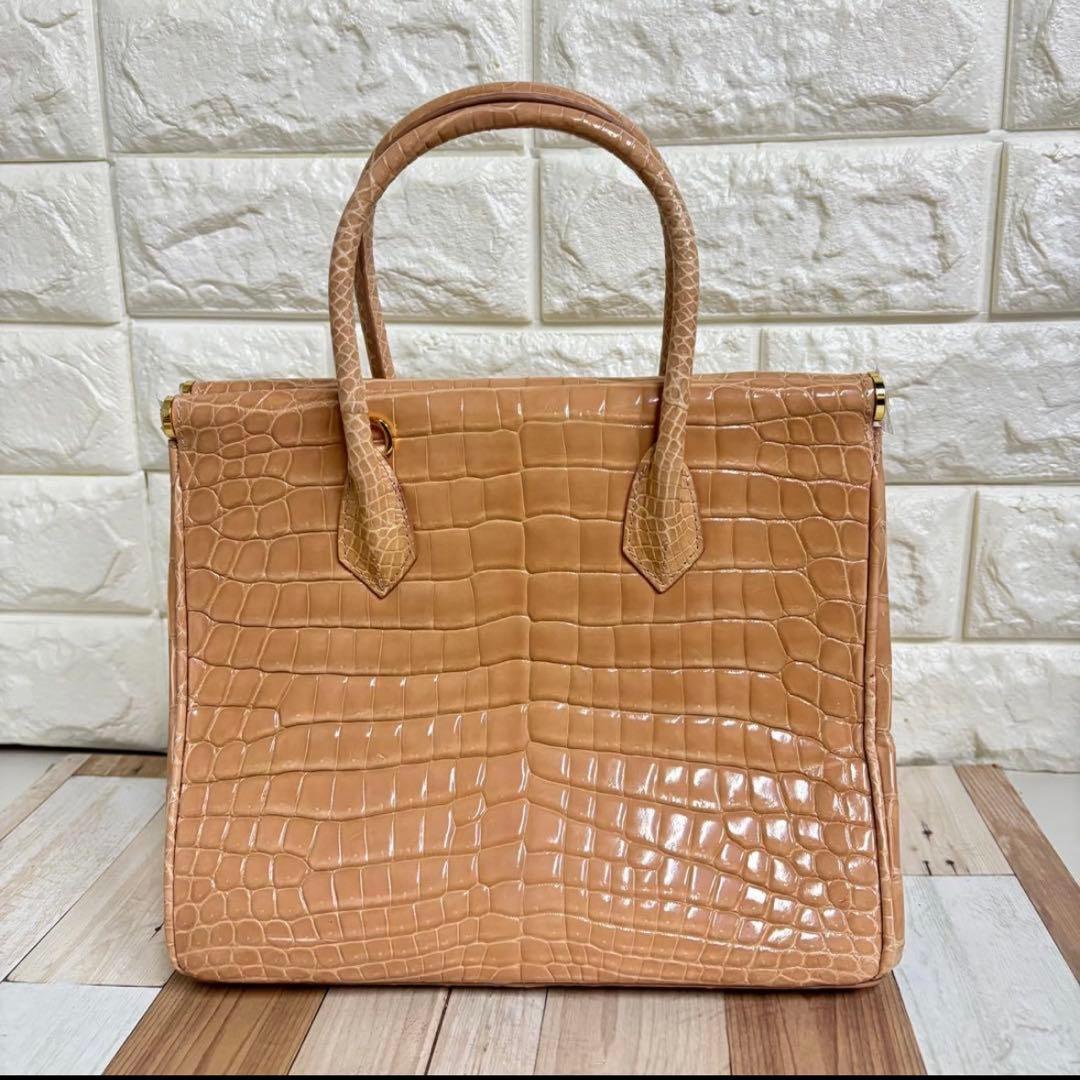 クロコダイル ハンドバッグ 2WAY ショルダーバッグ　シャイニング　アルムコ