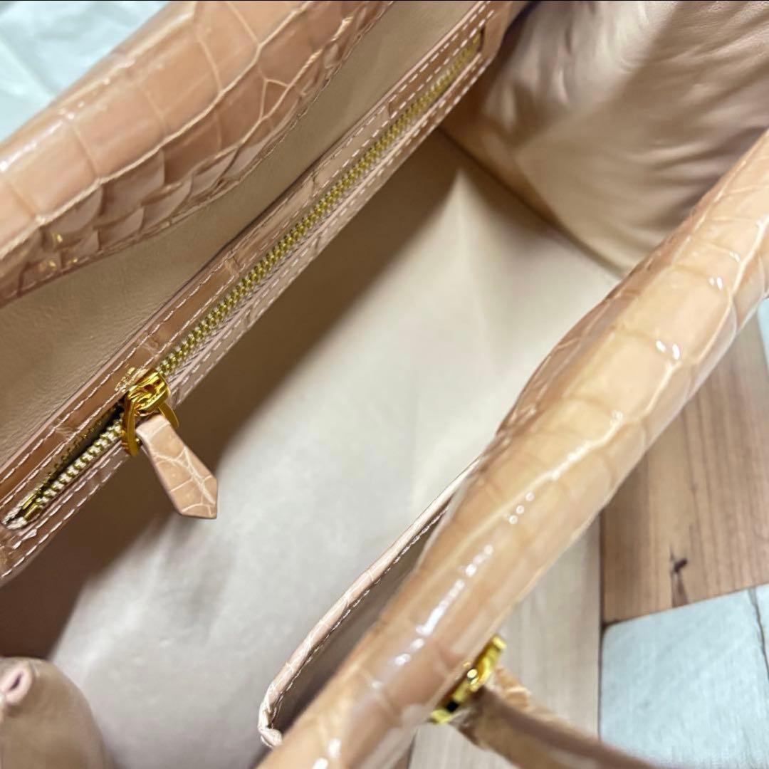 クロコダイル ハンドバッグ 2WAY ショルダーバッグ　シャイニング　アルムコ