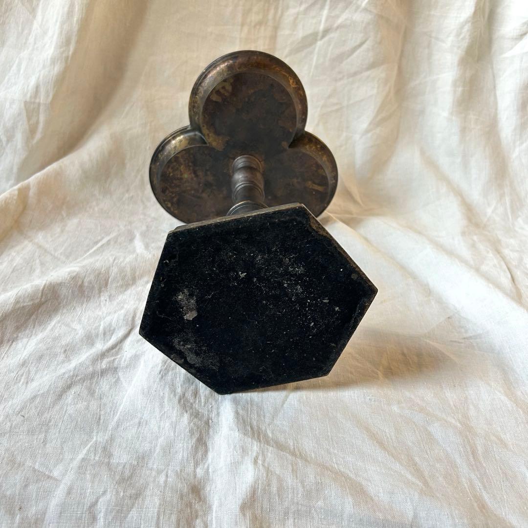 希少　フランスアンティーク 真鍮製 燭台 特大36cm 3つ葉　店舗什器　A