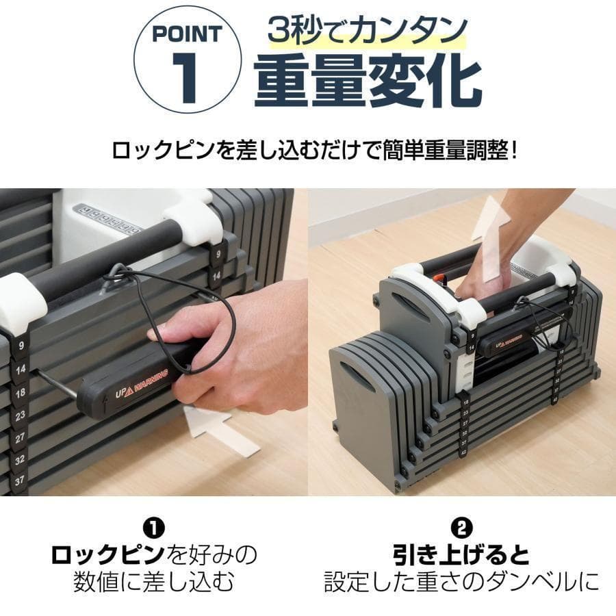 パワーブロック ダンベル 可変式ダンベル 23kg 12段階調節 2386