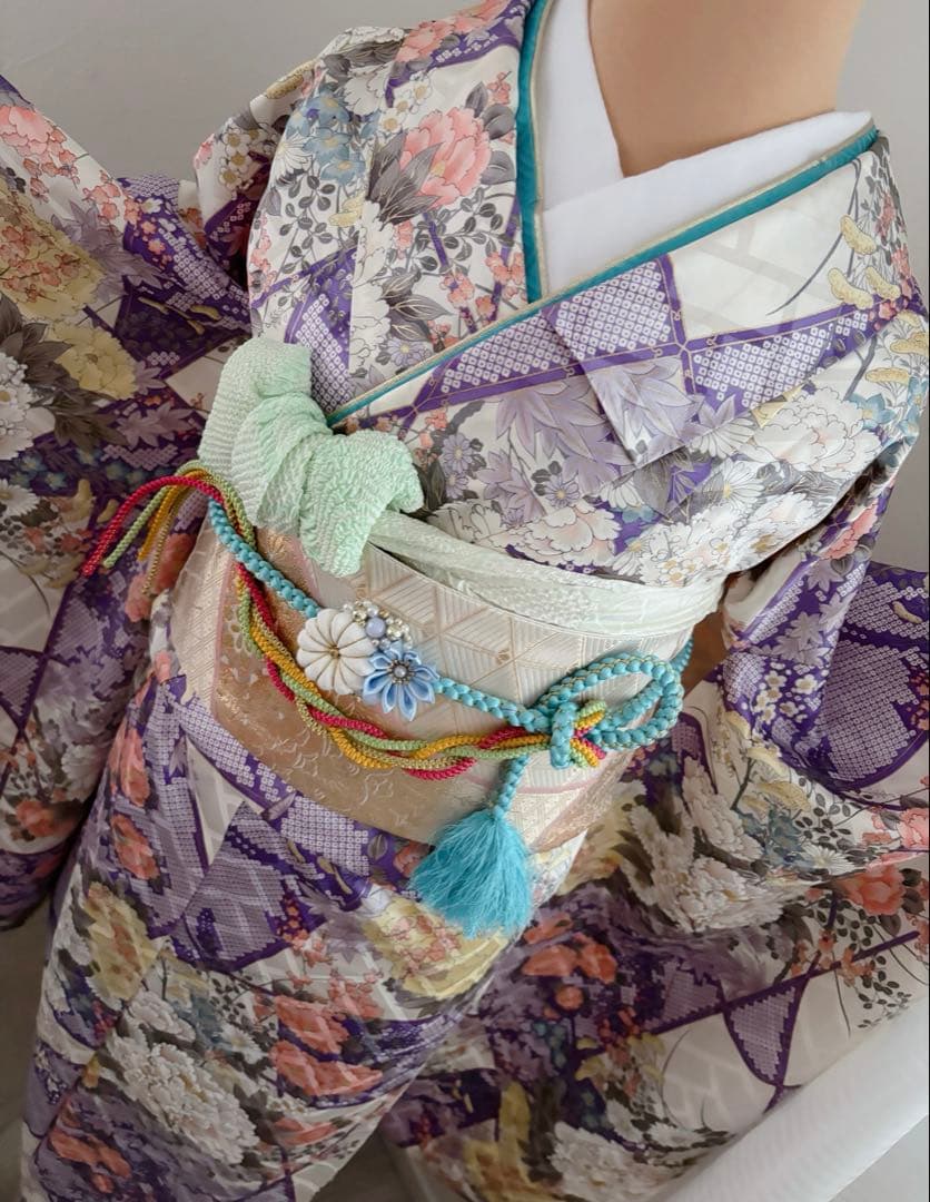 未使用に近い！！正絹豪華振袖フルセット　金彩　艶　新品袋帯　成人式に！！