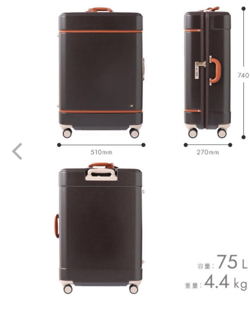 ACEハント スーツケース 75ℓ 圧縮衣類ケース付