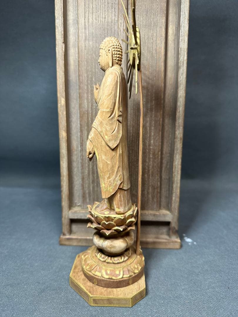 インド　白檀　木彫り　仏教美術　仏像 骨董 木像　木製　仏教　アンティー