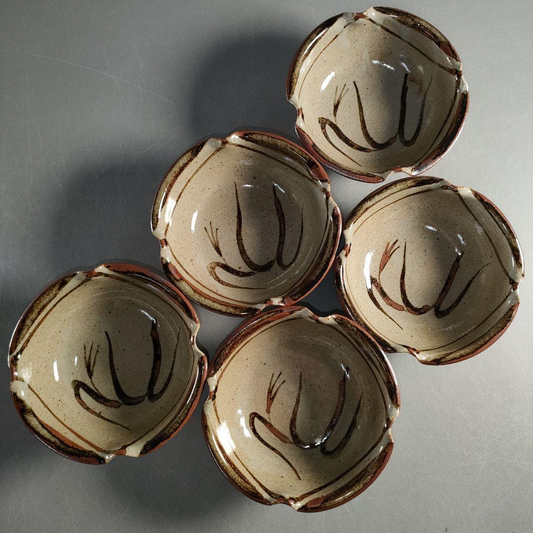 A1326-4/唐津焼/十三代 中里太郎右衛門窯/絵唐津向付5客/共箱/懐石道具