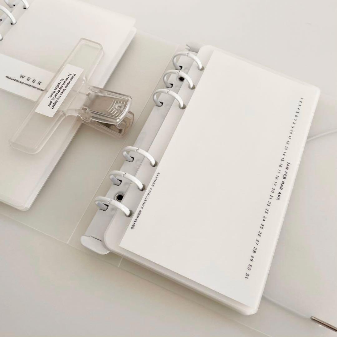 たまま　韓国　貯金　バインダー　リフィル　ダブルリングバインダー　白　8