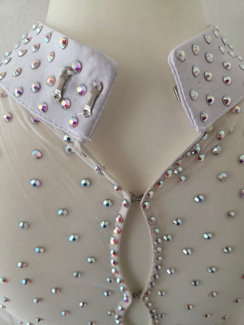 ラテンドレス 社交ダンス ホワイト スワロフスキー