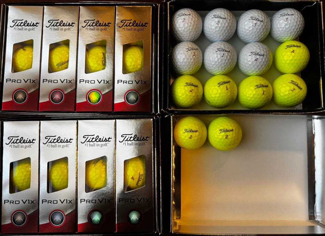 値下げタイトリストProV1x新品ボールとタイトリスト各種混在